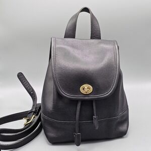 Vintage Coach Mini Backpack 9960 Black Leather Turnlock Costa Rica 1998